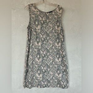 M&S Collection Sleeveless Linen Garden Cottage Muliticolor Knee Dress Sz 16 Long